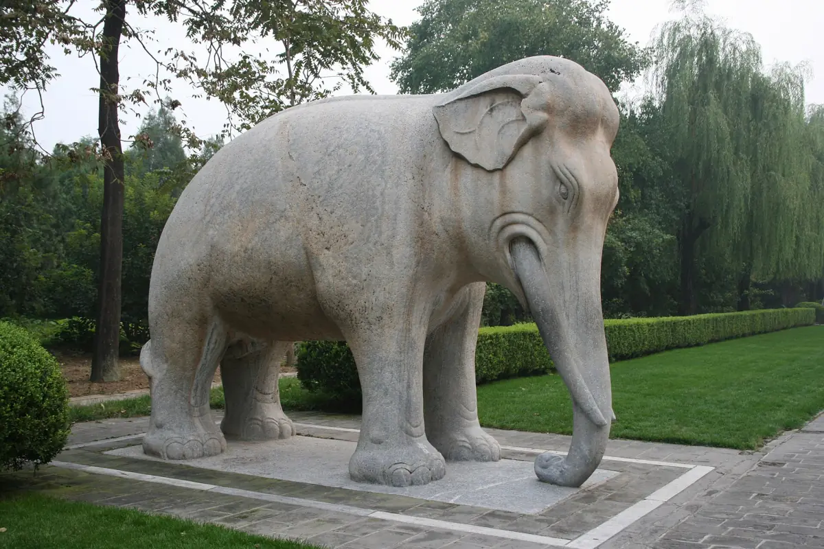 Stone elephant on the Sacred Way